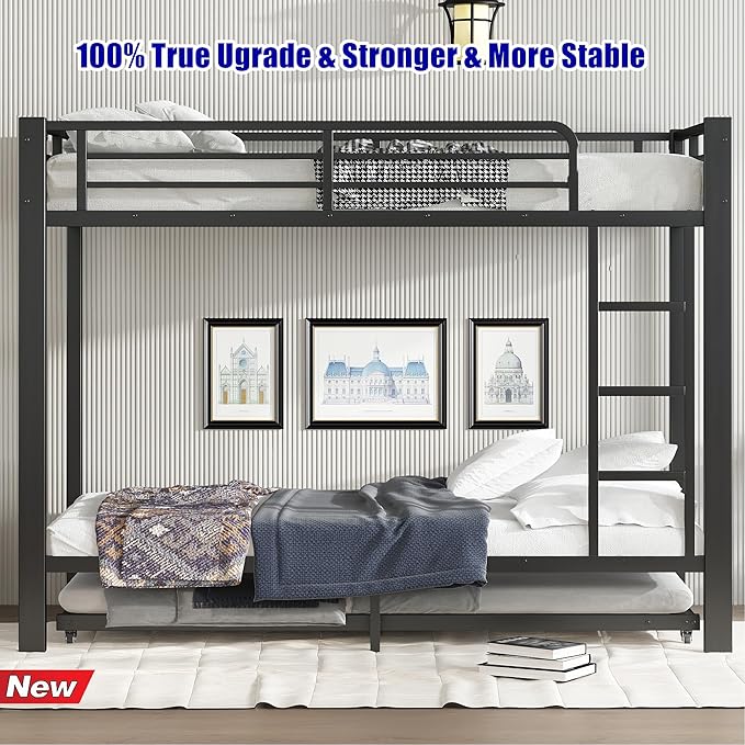 Higher Quality & Stronger Metal Bunk Bed Twin XL Over Twin XL Size Bunkbed Frame - Image 3
