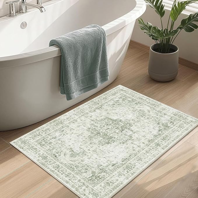 2x3 Vintage Washable Area Rugs for Entryway Soft Non-Slip Bath Mat Boho - Image 3