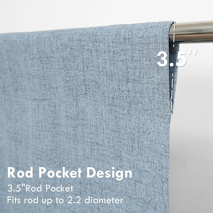DriftAway Double Layer Linen Blackout Tie Up Curtains Thermal Insulated Fully - Image 3