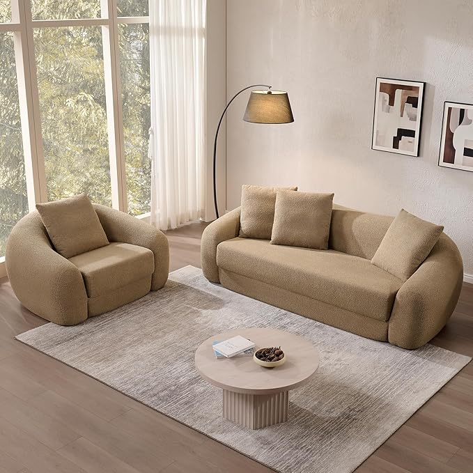 SICOTAS 49.9" Curved Convertible Sofa Couch Bed - Image 9
