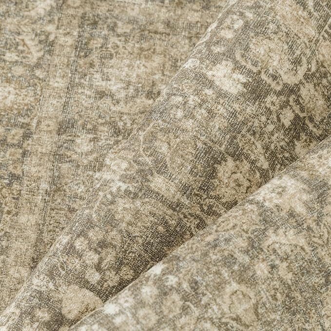 Brown Area Rug 8x10 Machine Washable Large Vintage Living Room Distressed Non - Image 9
