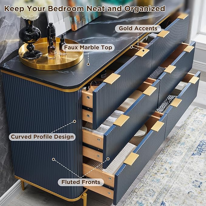 T4TREAM Fluted 6 Drawers Dresser - Image 3