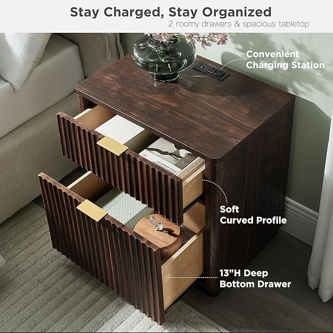 T4TREAM 23'' Fluted Nightstand Set of 2 - Image 4