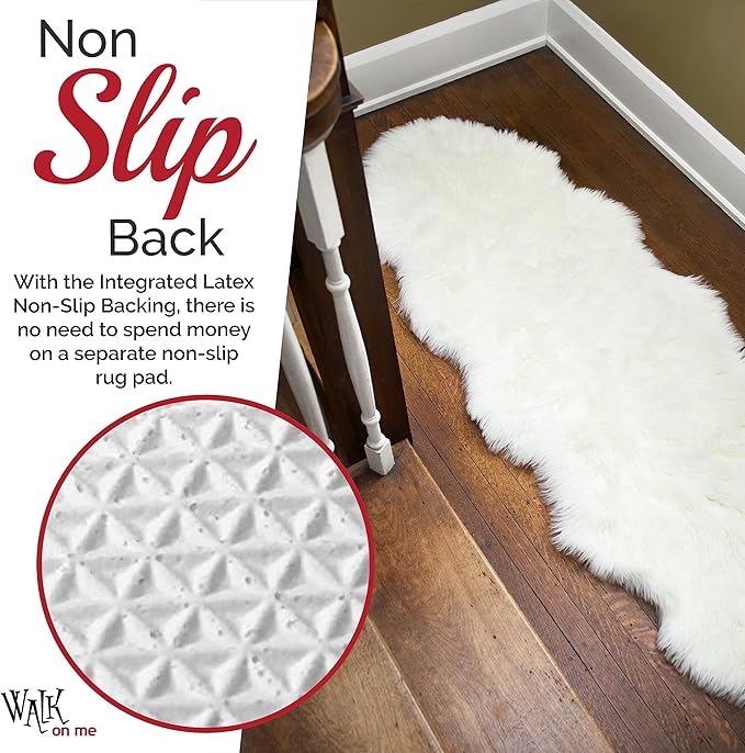 Walk on Me White Double Pelt Faux Fur Sheepskin Rug: Ultra Soft, Super Thick - Image 4
