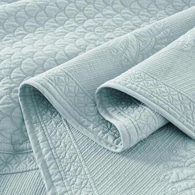 MarCielo 3-Piece 100% Cotton Oversized Bedspread Lightweight Quilt Coverlet - Image 8