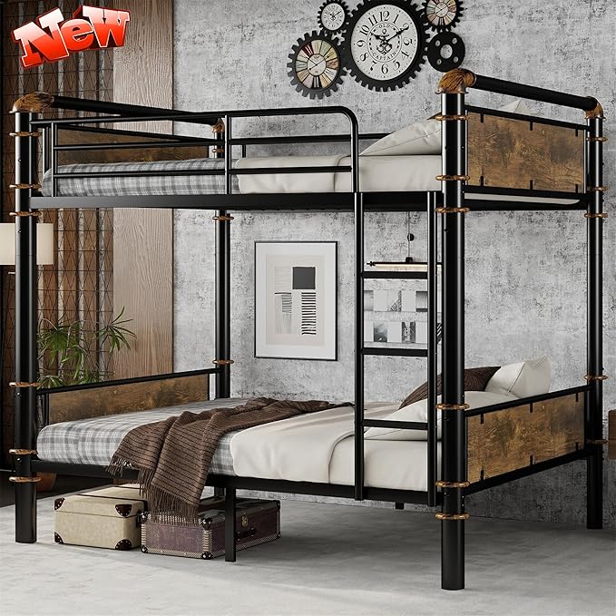 Upgraded Version Thickened Metal Heavy-Duty Twin XL Over Twin XL Bunk Bed by Unknown