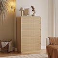Tall Dresser for Bedroom with 5 Drawers, Fluted Chest of Drawers with Round by BORNOON