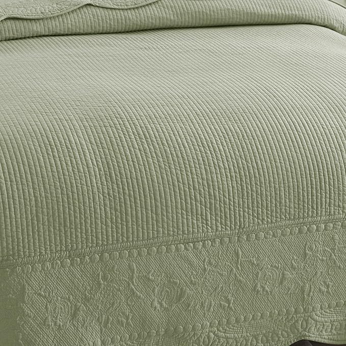 MarCielo 3-Piece 100% Cotton Oversized Bedspread Lightweight Quilt Coverlet - Image 3