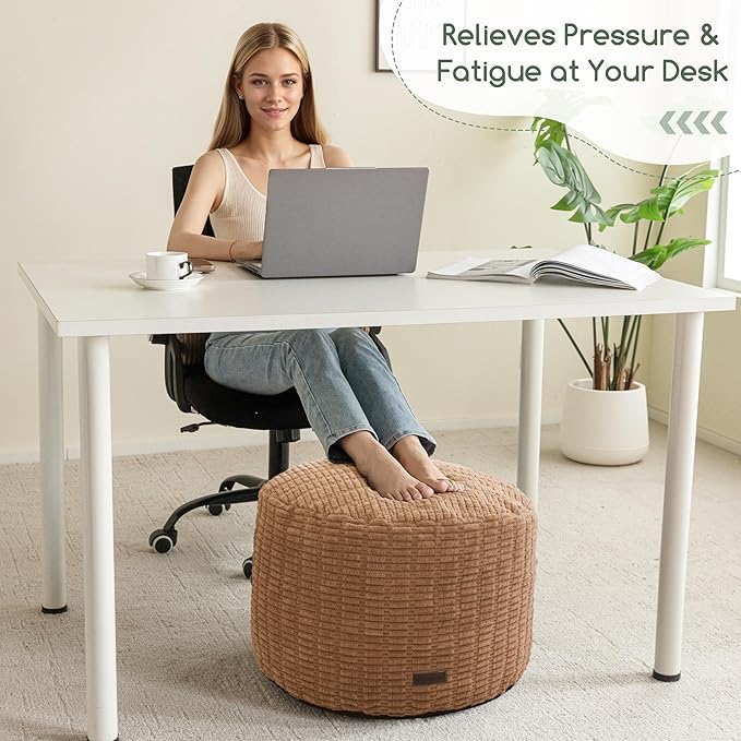 HIGOGOGO Pouf Ottoman Stuffed Round Modern Foam Filled Foot Rest Poufs - Image 3