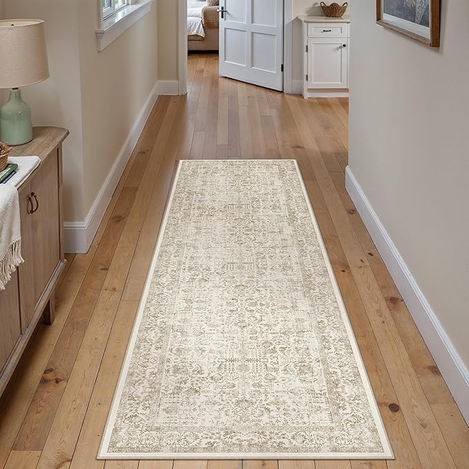Light Brown Runner Rug 2'6"x8' Washable Carpet by PureCozy
