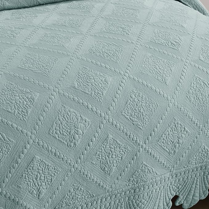 MarCielo 3-Piece 100% Cotton Oversized Bedspread Lightweight Quilt Coverlet - Image 3