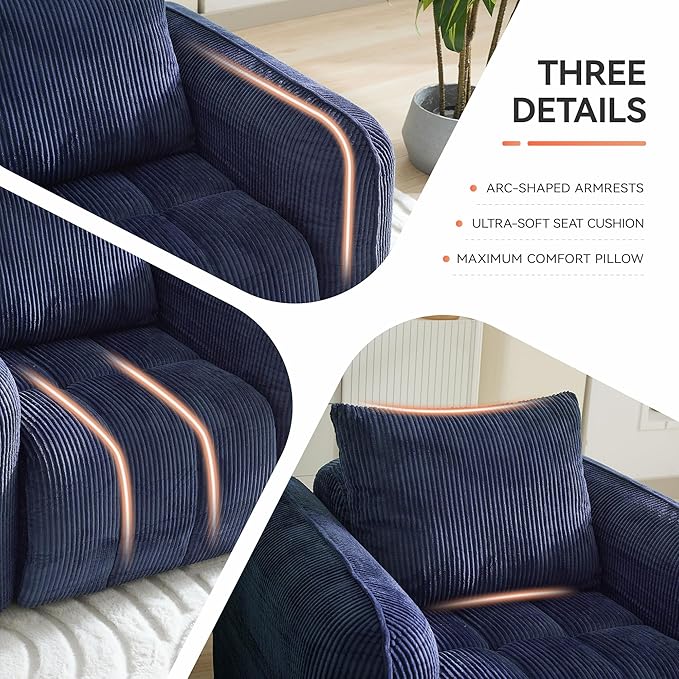 Oversized Boneless Corduroy Accent Chair, Comfy Deep Seat Armchair - Image 4