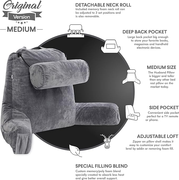 Husband Pillow Medium Dark Grey, Backrest - Image 5