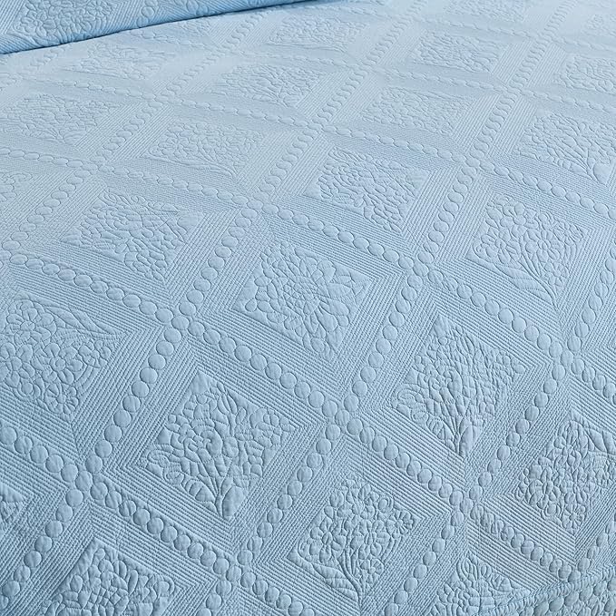 MarCielo 3-Piece 100% Cotton Oversized Bedspread Lightweight Quilt Coverlet - Image 5