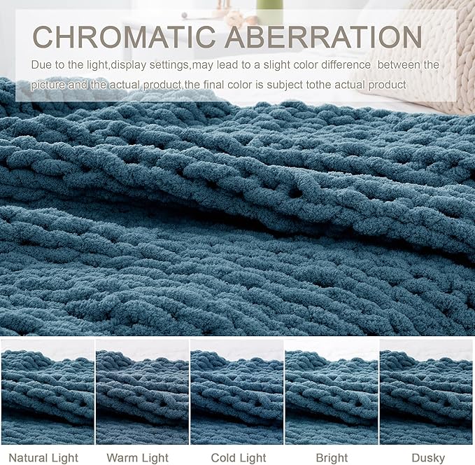 Chunky Knit Throw Blanket 50"X 60", 100% Handmade - Image 6