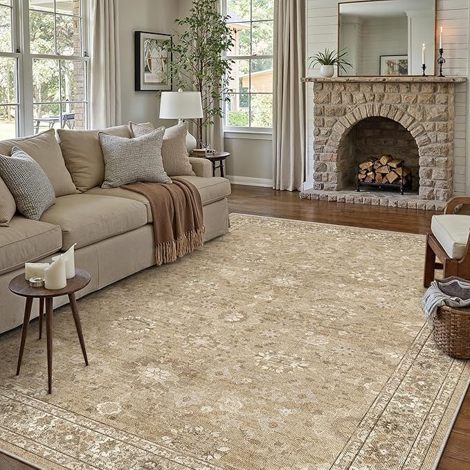 8x10 Brown Area Rug Non Slip Large Vintage Living Room Distressed Machine - Image 6