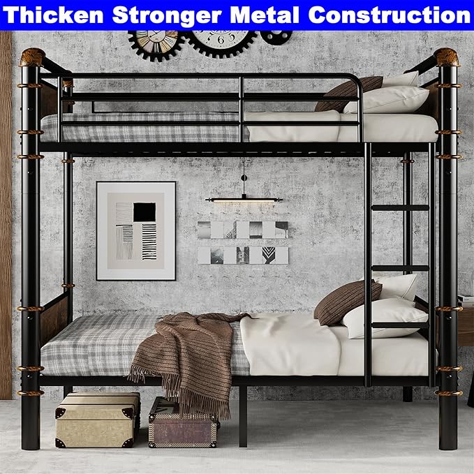 Upgraded Version Thickened Metal Heavy-Duty Twin XL Over Twin XL Bunk Bed - Image 3