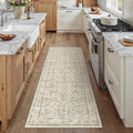 Taupe 2x5 Runner Rug Vintage Area Carpet Hallway Indoor Kitchen Washable Low by PureCozy