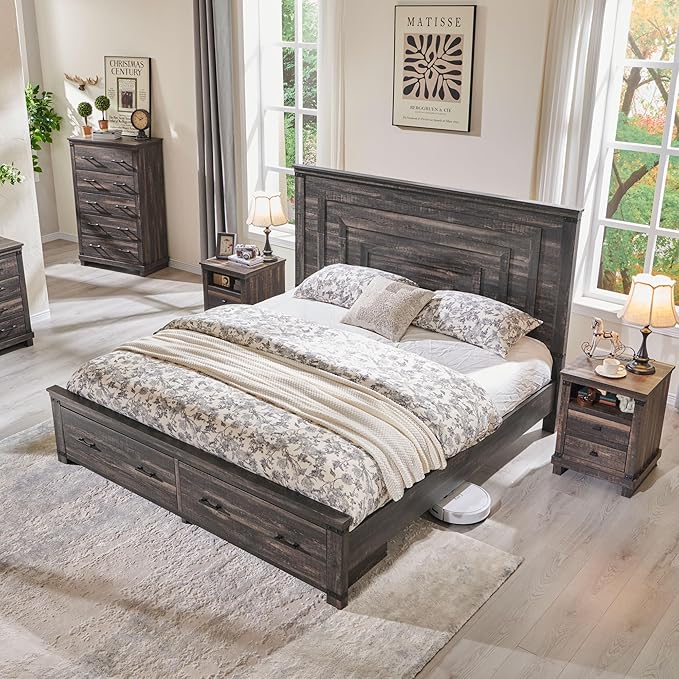 T4TREAM Farmhouse King Size Bed Frame - Image 8