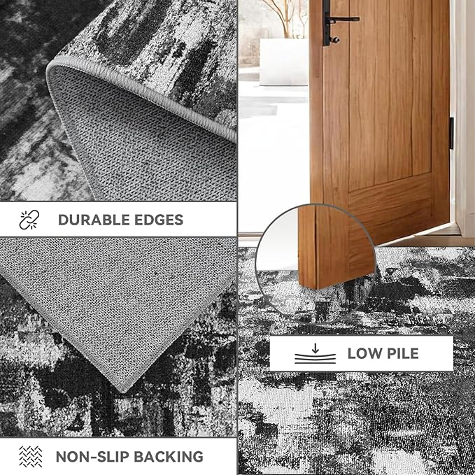 3x8 Hallway Washable Runner Rug: Extra Long Kitchen Runner Non Slip Abstract - Image 6