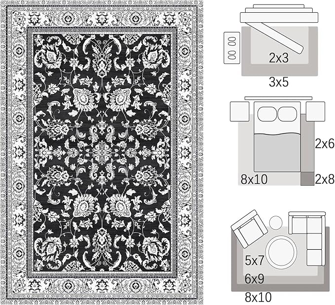 Area Rugs 8x10, Machine Washable Vintage Soft Rug - Image 2