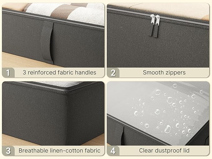 2-Pack Under Bed Storage Containers, 8 Inches Tall Underbed Clothes Storage - Image 5