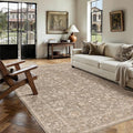 5x7 Deep Brown Area Rug Non Slip Vintage Living Room Distressed Machine by PureCozy