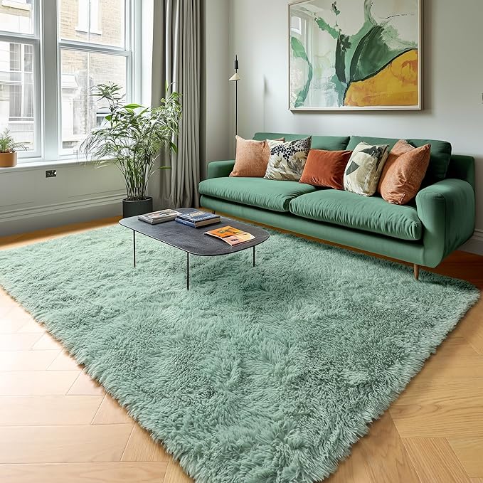 PAGISOFE Machine Washable Sage Green Rugs - Image 9