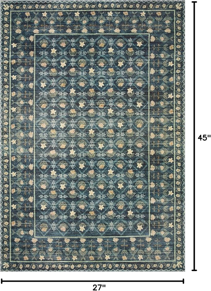 Loloi Rifle Paper Co. Eden Collection EDE-03 Lattice Indigo 2'-3" x 3'-9" - Image 2