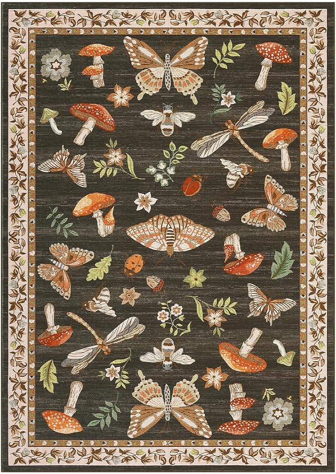 Mushroom Washable Rug 5x7 Area Rugs - Image 2