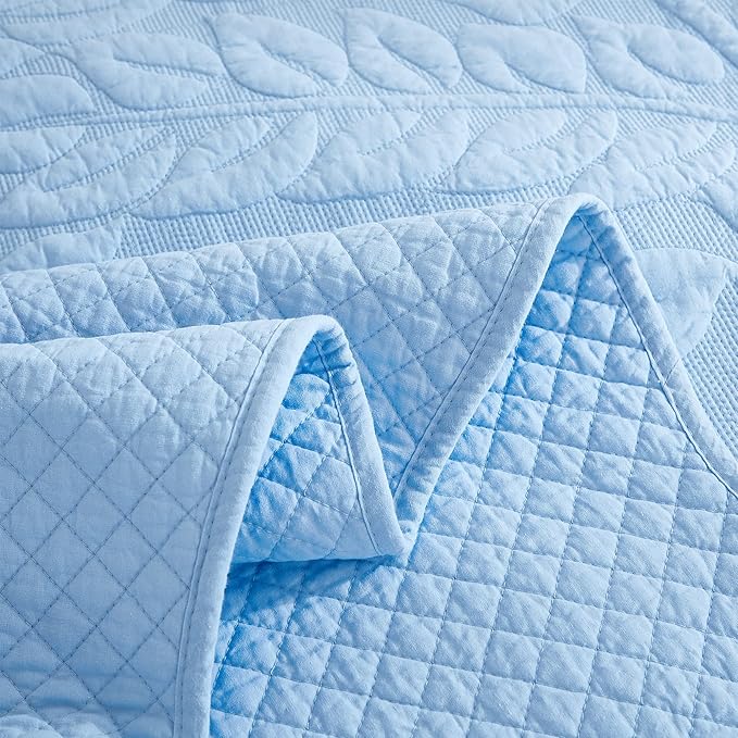 MarCielo 3-Piece 100% Cotton Oversized Bedspread Lightweight Quilt Coverlet - Image 7
