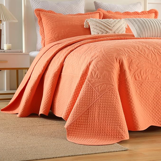 MarCielo 3-Piece 100% Cotton Oversized Bedspread Lightweight Quilt Coverlet - Image 2