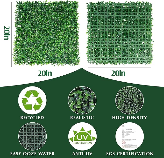 Ogrmar 24 PCS 20"x20" Artificial Boxwood Panels Topiary Hedge Plant, Privacy - Image 2