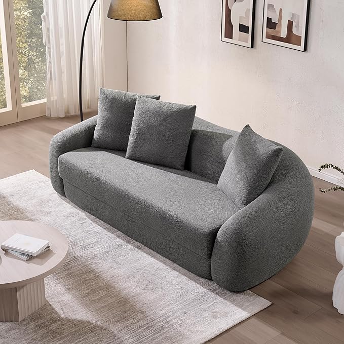 SICOTAS 90.6" Curved Convertible Sofa Couch Bed - Image 8