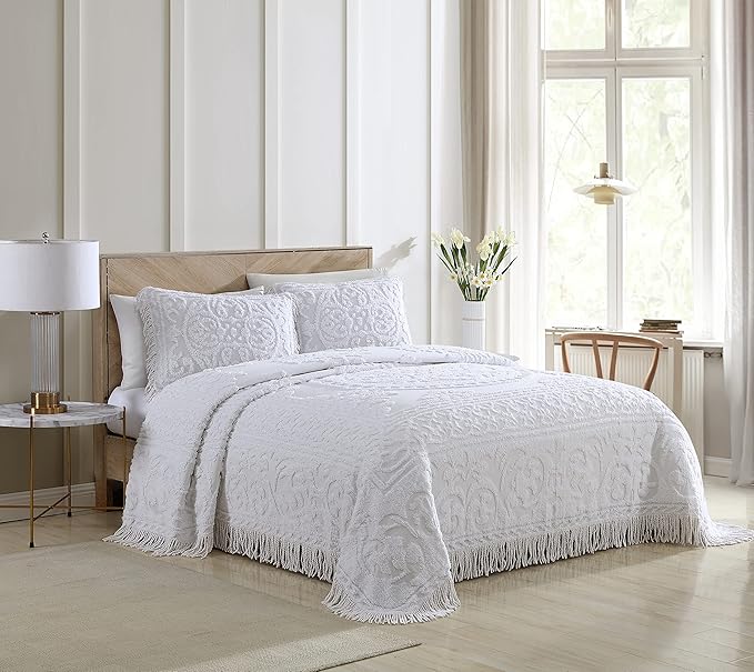 Beatrice Home Fashions Medallion Chenille Bedspread, King Sham - Image 2