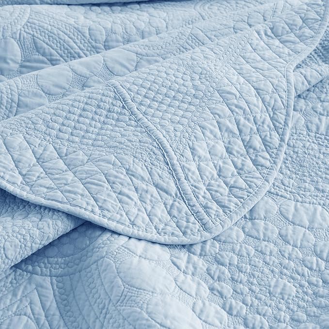 MarCielo 3-Piece 100% Cotton Oversized Bedspread Lightweight Quilt Coverlet - Image 6