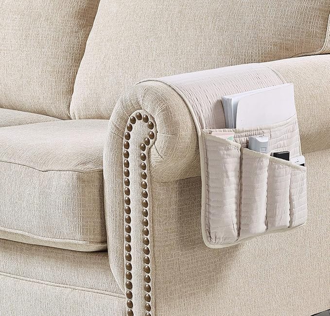 Brilliant Sunshine Premium Beige Sofa Armrest 5 Pockets Organizer, Couch - Image 6