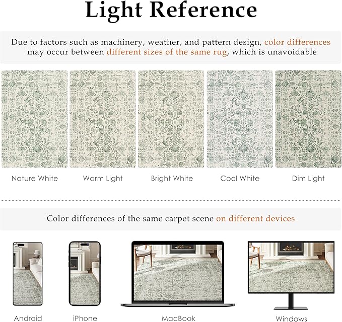 Sage Green Area Rug 4x6 Washable Office Entryway Carpet Vintage Distressed Non - Image 2