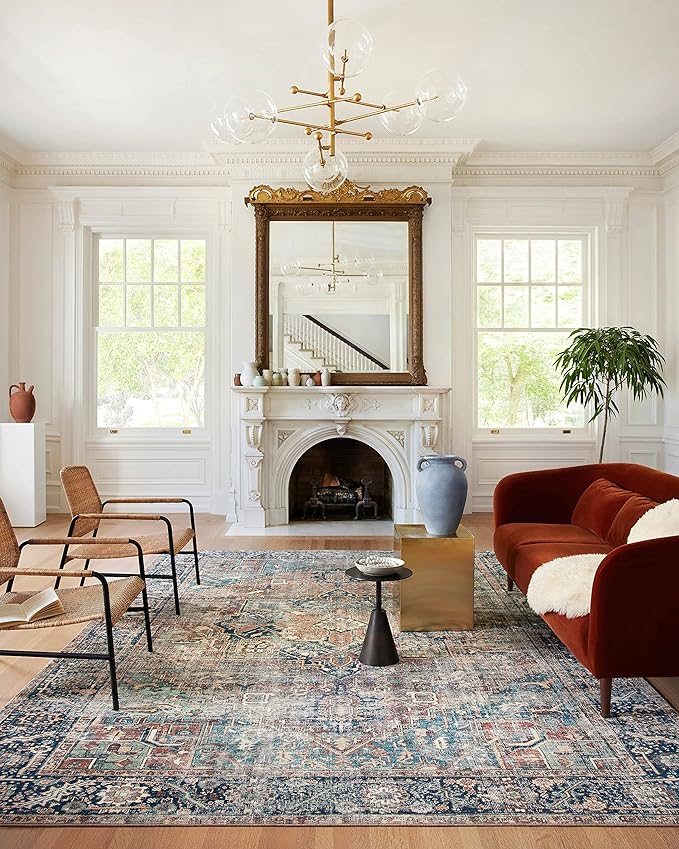 Loloi Margot Collection MAT-02 Terracotta/Lagoon 5'-0" x 7'-6" Area Rug feat. by Loloi