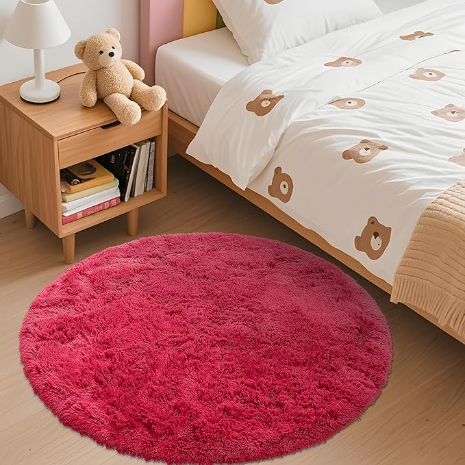OLANLY Red Round Rugs for Bedroom - Image 2