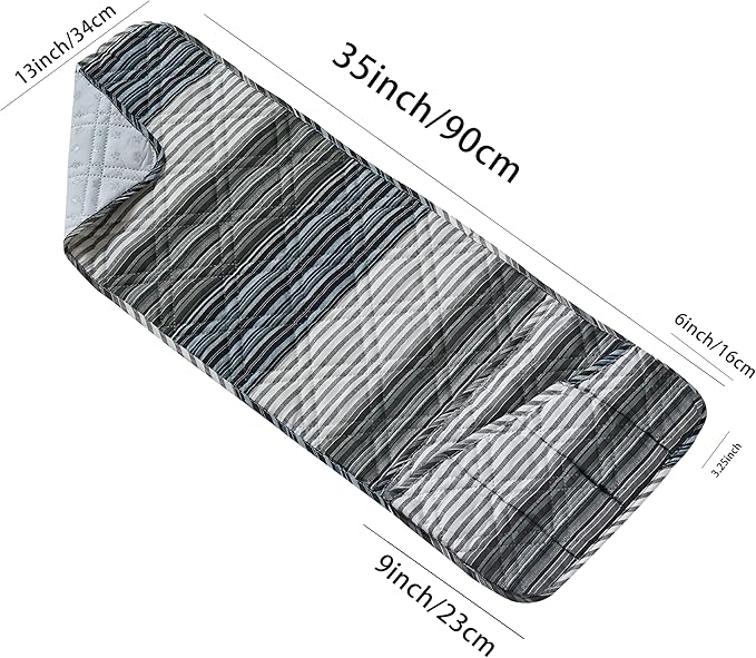 Brilliant Sunshine Multi Grey Stripes Patchwork Couch Armrest 5 Pockets - Image 6