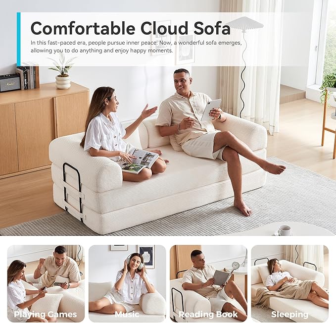 Convertible Folding Mattress Couch, 5-in-1 Futon Sofa - Image 8