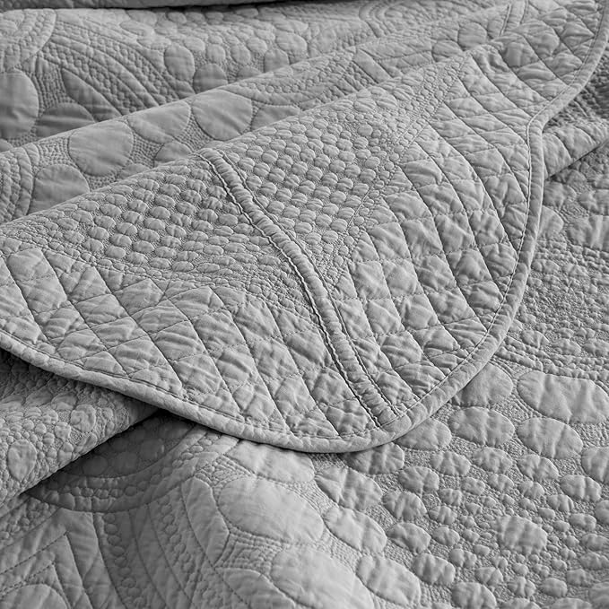 MarCielo 3-Piece 100% Cotton Oversized Bedspread Lightweight Quilt Coverlet - Image 8