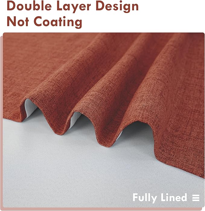 DriftAway Double Layer Linen Blackout Tie Up Curtains Thermal Insulated Fully - Image 3