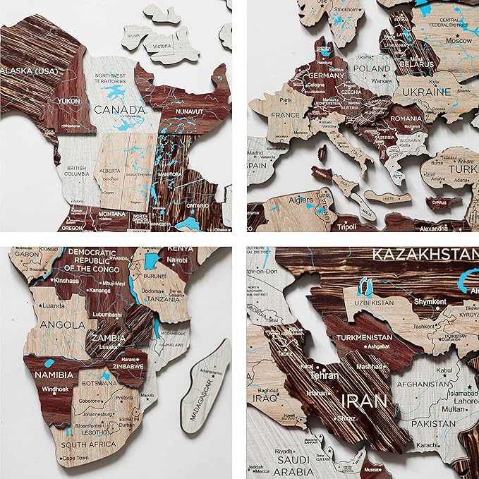 Handmade 3D Wood World Map Wall Art Large Wall Decor Track Your World Travels - Image 9