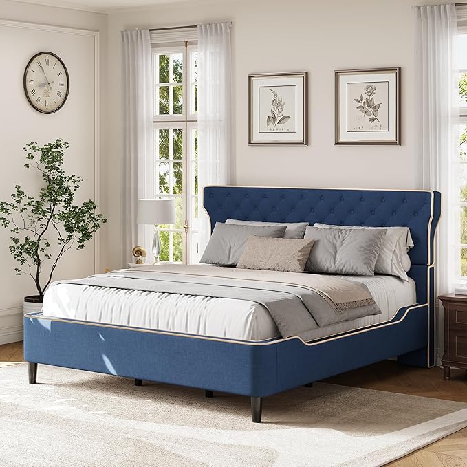 Christopher Knight Home Salus Linen Upholstered Queen Size Bed Frame - Image 4