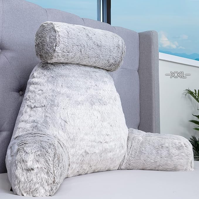 Husband Pillow XXL Rare Baby Arctic Grey Wolf Backrest, Two-Tone Reversible - Image 6