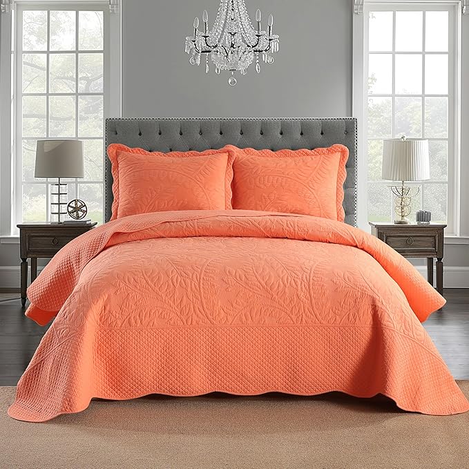 MarCielo 3-Piece 100% Cotton Oversized Bedspread Lightweight Quilt Coverlet - Image 8
