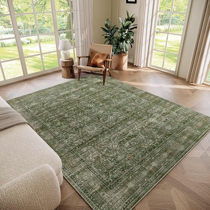 Washable 5x7 Area Rugs for Living Room, Boho Non-Slip Vintage Distress Rugs for by Hedwior