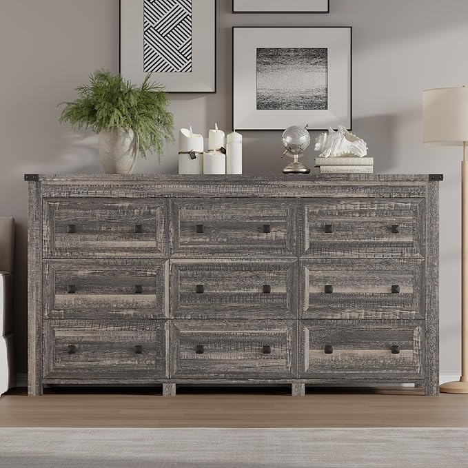 9-Drawer Dresser, Modern Wooden Storage Chest of Drawers, Dresser TV Stand - Image 3